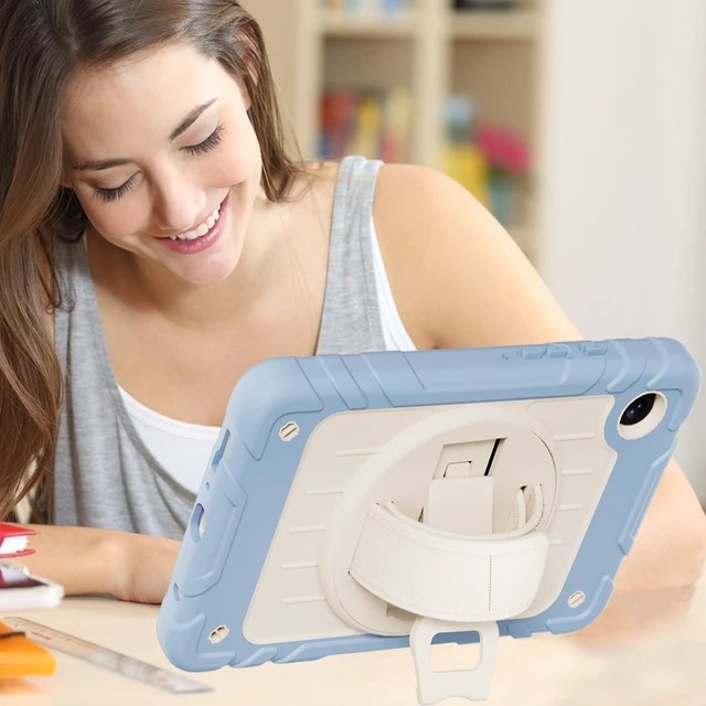 Alt view image 10 of 10 - Stweap Case for Samsung Galaxy Tab A9 Case 8.7 Inch 2023, with 360 Rotating Hand Strap & Shoulder Strap,Protective Case for Galaxy Tab A9 8.7" Tablet SM-X110/X115/X117 (Iceblue+White)