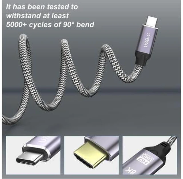 Alt view image 6 of 6 - USB4 USB-C Type-C Source to HDTV 2.0 Display 8K UHD 4K DP to HDTV Male Monitor Cable Connector 1.8m 6ft
