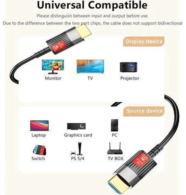 Alt view image 12 of 14 - 8K HDMI 2.1 Fiber Optic Cable 8K 60Hz 4K 120Hz Ultra High Speed 48Gbps HDR eARC HDCP Optical Fiber HDMI Cables For HDTV Laptop Projector TV Box PS - 5M/16ft