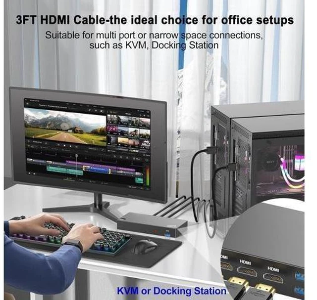 Alt view image 11 of 14 - HDMI Cable 6FT 5-Pack 4K HDMI to HDMI Cable 6FT Multi-pack Shielded HDMI 2.0 Cord 6 FT with 4K@60Hz 2K@165/144Hz HDCP 2.2 HDR ARC & CL3 Rated | for Laptop Monitor TV PS5 PS4 Xbox Soundbar