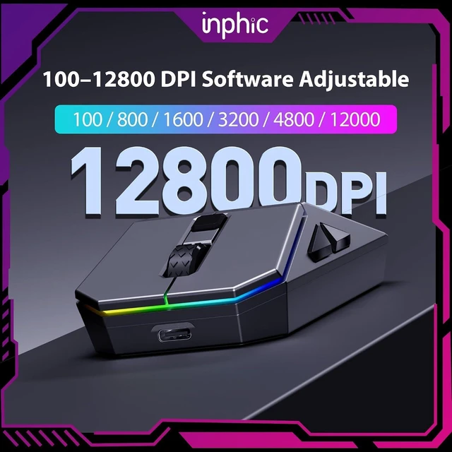 Alt view image 9 of 14 - Wireless Gaming Mouse, Tri-Mode 12000 DPI, 65g Lightweight Silent Mouse, 2.4G/BT5.0/Wired, Programmable Macro Keys