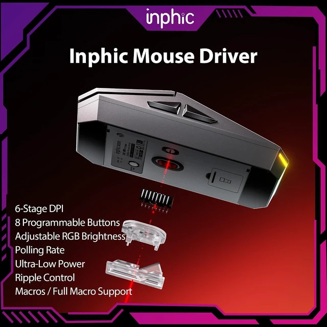 Alt view image 10 of 14 - Wireless Gaming Mouse, Tri-Mode 12000 DPI, 65g Lightweight Silent Mouse, 2.4G/BT5.0/Wired, Programmable Macro Keys