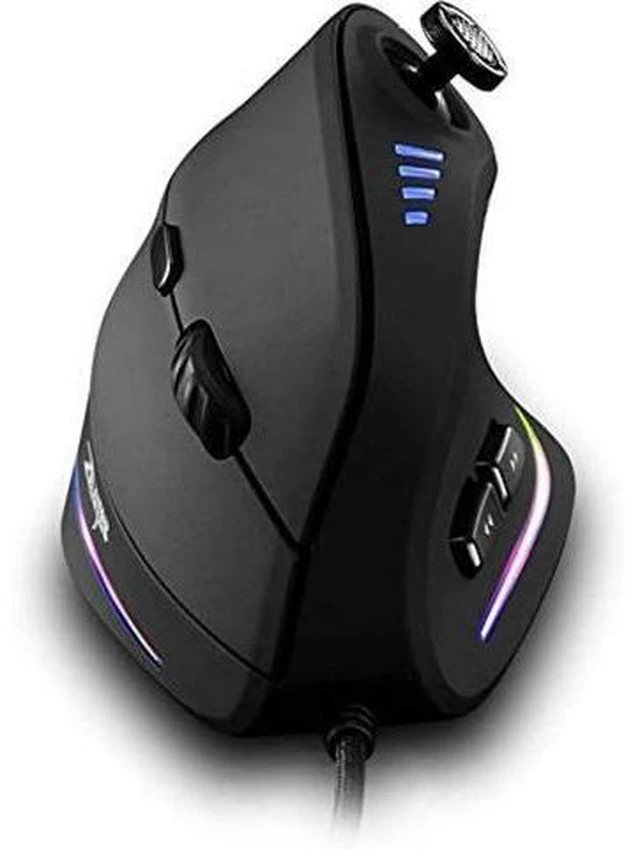 Alt view image 3 of 4 - vertical mouse with control bar,10000dpi ergonomic mouse, led optical usb wired gaming mouse for laptop,pc- black