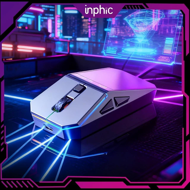 Alt view image 14 of 14 - Wireless Gaming Mouse, Tri-Mode 12000 DPI, 65g Lightweight Silent Mouse, 2.4G/BT5.0/Wired, Programmable Macro Keys