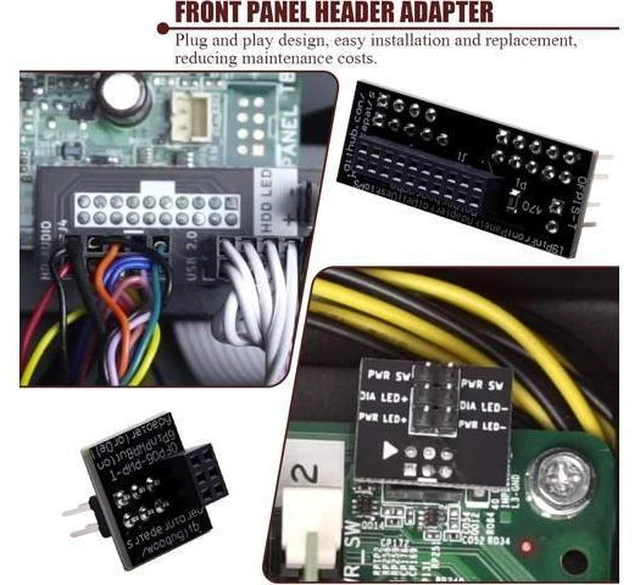Alt view image 10 of 14 - Front Panel Header Adapter Compatible with Optiplex 7010 9010 7020 9020 Precision T1650 T1700 Motherboards DT and MT Mid Tower Desktops Audio Video Connectors Adapters Accessories