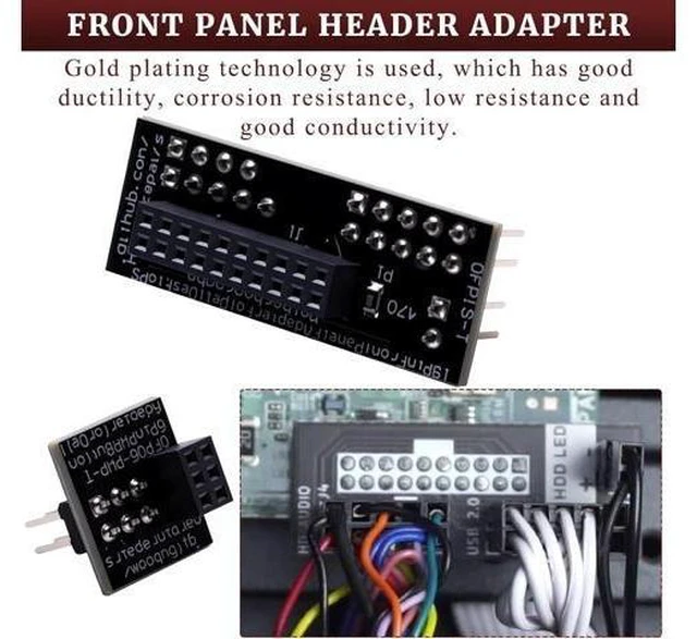 Alt view image 14 of 14 - Front Panel Header Adapter Compatible with Optiplex 7010 9010 7020 9020 Precision T1650 T1700 Motherboards DT and MT Mid Tower Desktops Audio Video Connectors Adapters Accessories