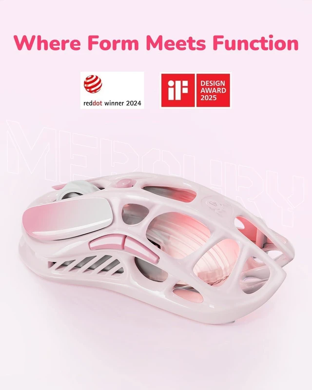 Alt view image 10 of 14 - Mercury M1 Pro Wireless Gaming Mouse, Lightweight Magnesium Alloy, 26,000 DPI, PAW3395DM Sensor, 5 Programmable Buttons, Support Wired/2.4GHz/BT, Up to 200 Hours Battery Life (Gradient Pink)