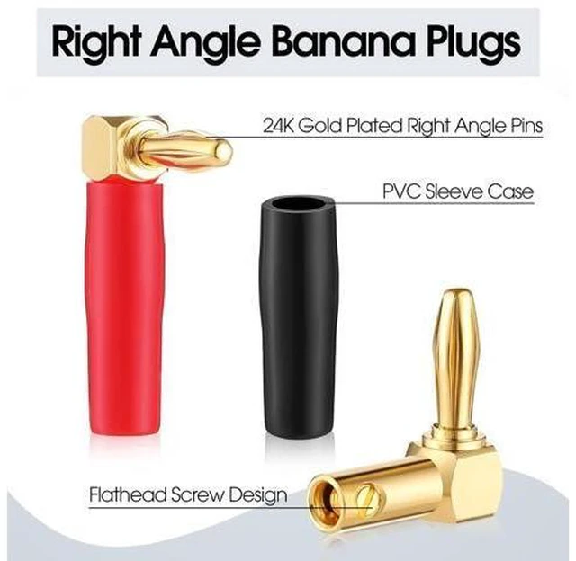 Alt view image 10 of 14 - 36 Pcs Right Angle Banana Plugs 4mm Banana Speaker Plugs Gold Plated Copper 90 Degree Connector Audio Video Connectors Adapters for Speaker Wire Red and Black