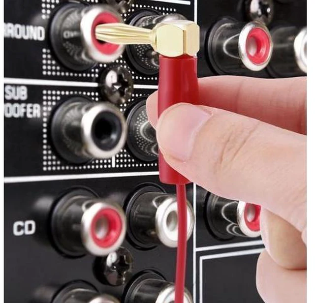 Alt view image 11 of 14 - 36 Pcs Right Angle Banana Plugs 4mm Banana Speaker Plugs Gold Plated Copper 90 Degree Connector Audio Video Connectors Adapters for Speaker Wire Red and Black