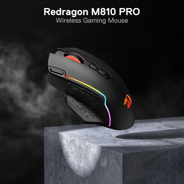 Alt view image 9 of 14 - M810 Pro Wireless Gaming Mouse, 10000 DPI Wired/Wireless Gamer Mouse w/Rapid Fire Key, 8 Macro Buttons, 45-Hour Reliable Power Capacity and RGB Backlit for PC/Mac/Laptop