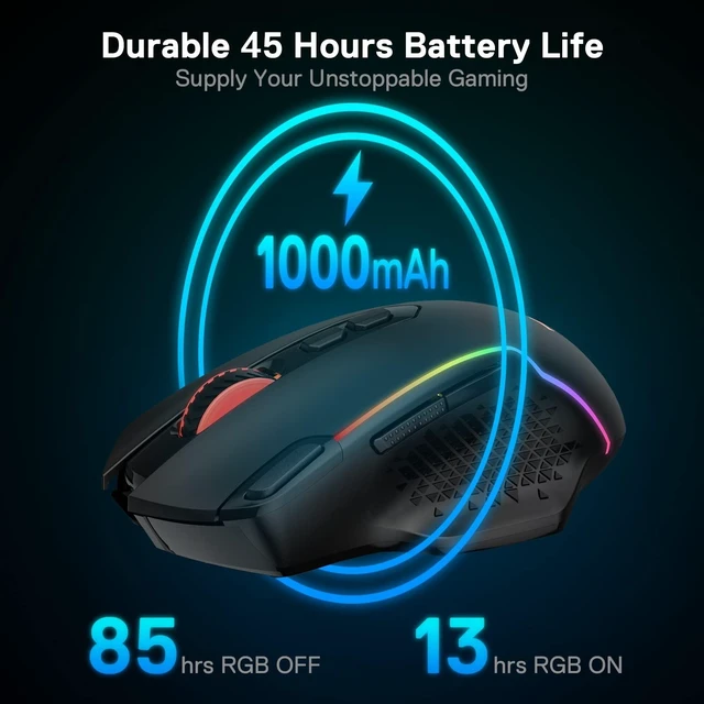 Alt view image 14 of 14 - M810 Pro Wireless Gaming Mouse, 10000 DPI Wired/Wireless Gamer Mouse w/Rapid Fire Key, 8 Macro Buttons, 45-Hour Reliable Power Capacity and RGB Backlit for PC/Mac/Laptop