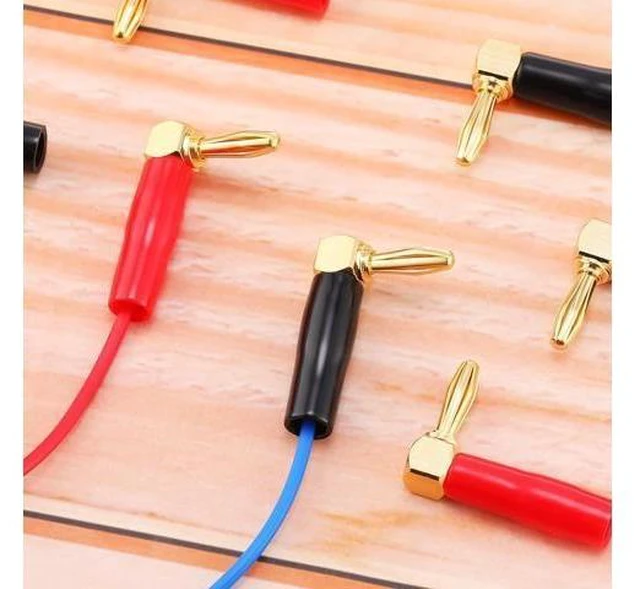 Alt view image 13 of 14 - 36 Pcs Right Angle Banana Plugs 4mm Banana Speaker Plugs Gold Plated Copper 90 Degree Connector Audio Video Connectors Adapters for Speaker Wire Red and Black