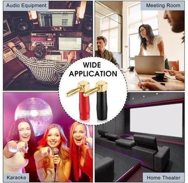 Alt view image 14 of 14 - 36 Pcs Right Angle Banana Plugs 4mm Banana Speaker Plugs Gold Plated Copper 90 Degree Connector Audio Video Connectors Adapters for Speaker Wire Red and Black