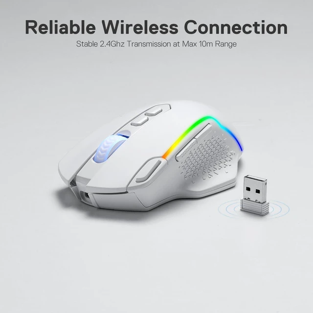 Alt view image 11 of 14 - M810 Pro Wireless Gaming Mouse, 10000 DPI Wired/Wireless Mouse w/Rapid Fire Key, 8 Macro Buttons, 45-Hour Power Capacity and RGB Backlit for PC/Mac/Laptop