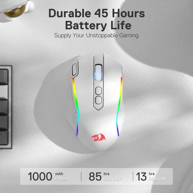 Alt view image 13 of 14 - M810 Pro Wireless Gaming Mouse, 10000 DPI Wired/Wireless Mouse w/Rapid Fire Key, 8 Macro Buttons, 45-Hour Power Capacity and RGB Backlit for PC/Mac/Laptop