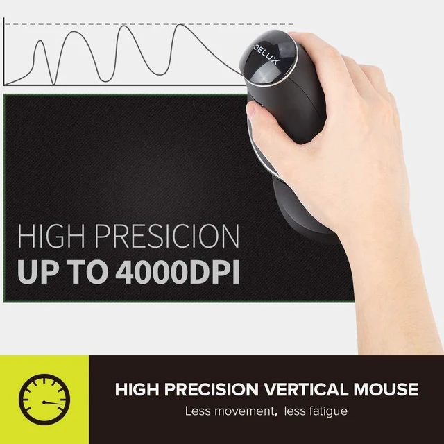 Alt view image 11 of 14 - Wireless Ergonomic Vertical Mouse, Rechargeable Ergo Mouse for large Hands, Slient Click, Removable Wrist Rest, Up to 4000 DPI, 6 Buttons,2.4G Dual Mode, Compatible with Laptop/PC (M618PD-Black)