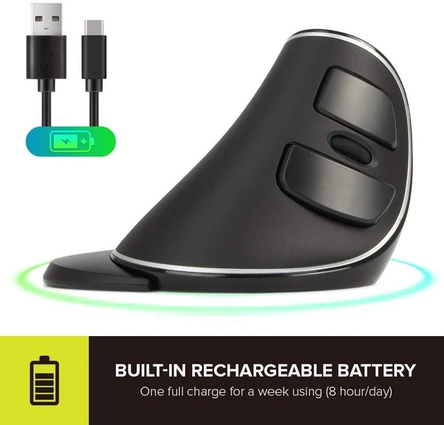 Alt view image 12 of 14 - Wireless Ergonomic Vertical Mouse, Rechargeable Ergo Mouse for large Hands, Slient Click, Removable Wrist Rest, Up to 4000 DPI, 6 Buttons,2.4G Dual Mode, Compatible with Laptop/PC (M618PD-Black)