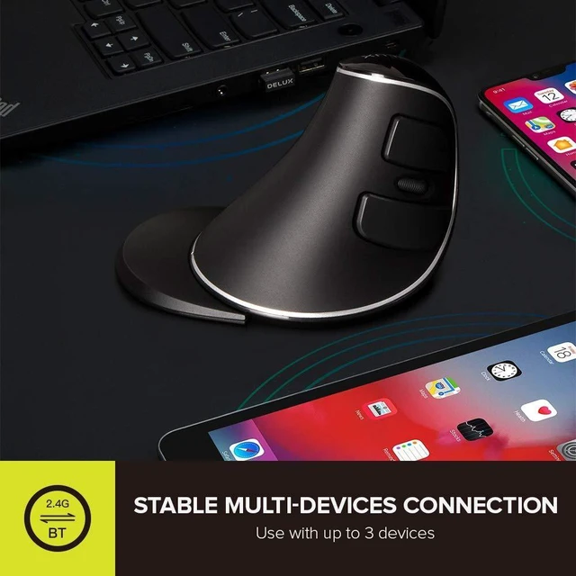 Alt view image 13 of 14 - Wireless Ergonomic Vertical Mouse, Rechargeable Ergo Mouse for large Hands, Slient Click, Removable Wrist Rest, Up to 4000 DPI, 6 Buttons,2.4G Dual Mode, Compatible with Laptop/PC (M618PD-Black)