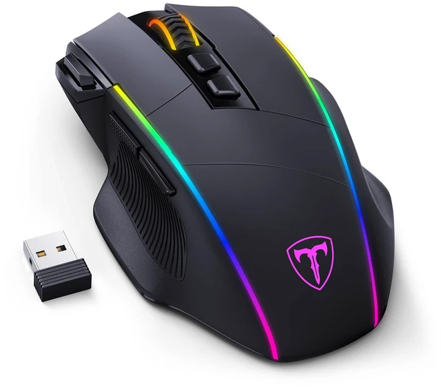 Alt view image 8 of 14 - Wireless Gaming Mouse,Tri-Mode 2.4G/USB-C/Bluetoothy, Up to 10000DPI,Chroma RGB Backlit,Ergonomic with 8 Programmable Buttons,Rechargeable Computer Mouse for Laptop,PC,Mac