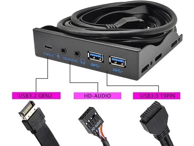 Alt view image 7 of 10 - 3.5 Inch USB Front Panel Hub of 10Gbps USB-C USB 3.2 Gen 2 ,2x USB 3.0 Ports and HD Audio Mic of Multi USB Slots , Motherboard USB 20-Pin & USB 3.2 Key-A Headers Required, Fits 3.5" PC Computer Case
