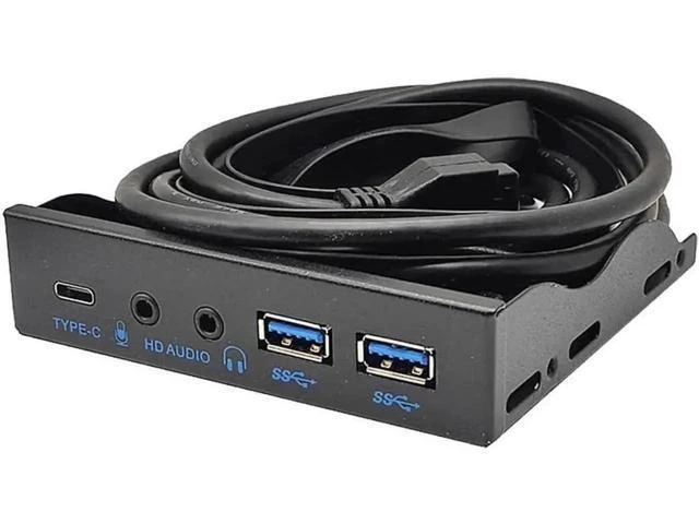 Alt view image 6 of 10 - 3.5 Inch USB Front Panel Hub of 10Gbps USB-C USB 3.2 Gen 2 ,2x USB 3.0 Ports and HD Audio Mic of Multi USB Slots , Motherboard USB 20-Pin & USB 3.2 Key-A Headers Required, Fits 3.5" PC Computer Case