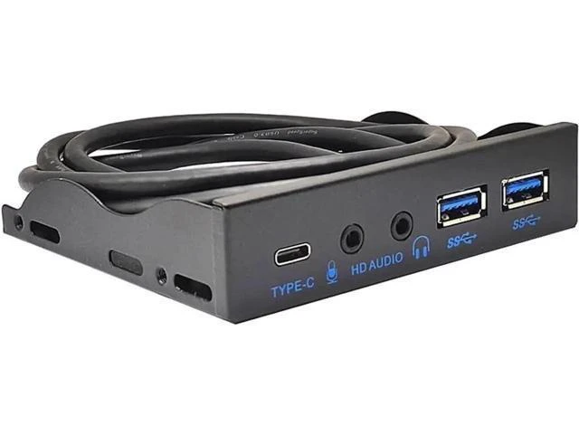 Alt view image 10 of 10 - 3.5 Inch USB Front Panel Hub of 10Gbps USB-C USB 3.2 Gen 2 ,2x USB 3.0 Ports and HD Audio Mic of Multi USB Slots , Motherboard USB 20-Pin & USB 3.2 Key-A Headers Required, Fits 3.5" PC Computer Case