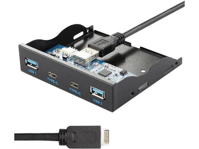 Alt view image 4 of 6 - USB-C & USB 3.0 HUB 4 Ports Front Panel Motherboard Cable to USB 3.1 Front Panel Header for 3.5" Floppy Bay