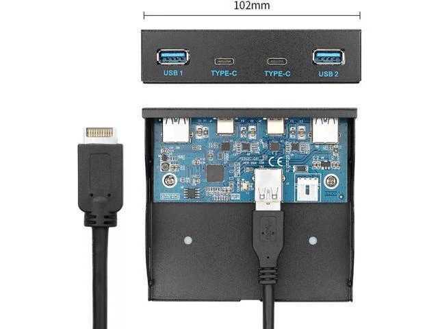 Alt view image 5 of 6 - USB-C & USB 3.0 HUB 4 Ports Front Panel Motherboard Cable to USB 3.1 Front Panel Header for 3.5" Floppy Bay