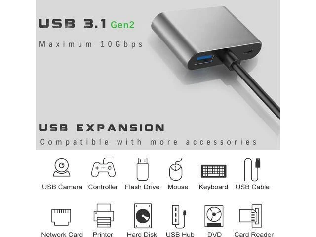 Alt view image 9 of 12 - USB C to HDMI VGA Adapter for Monitor, USBC Laptop Docking Station Dual Monitor Dongle MacBook, USB-C Hub Powered Mac, USB 3.0 to USB C Adapter Cable with Fast Charging Chromebook, Type C Dock