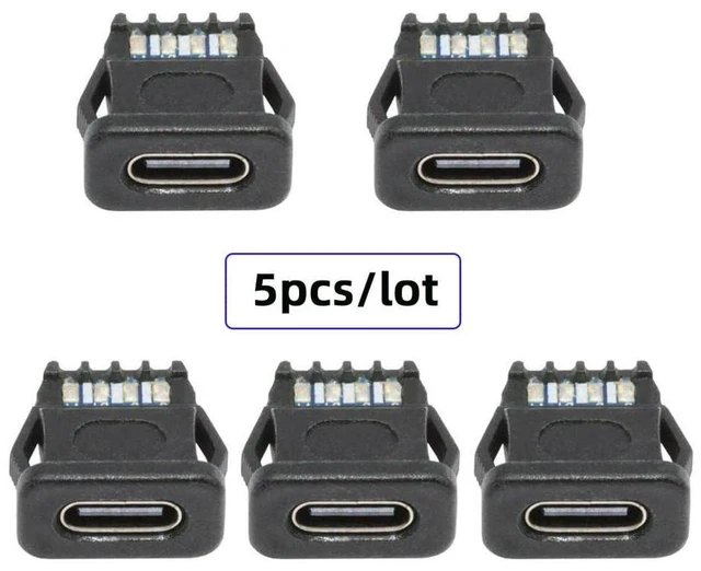 Alt view image 9 of 14 - xiwai 5pcs/Set DIY OEM Type C Female Socket Connector to 6Pin PCBA Pinout Rectangle Latch Mount Type PD Power DC 5V/20V IP67 for Wiring