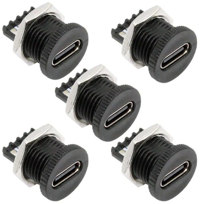 Alt view image 8 of 14 - xiwai 5pcs/Set DIY OEM Type C Female Socket Connector to 6Pin PCBA Pinout Scew Nut Mount Type PD Power DC 5V/20V for Wiring