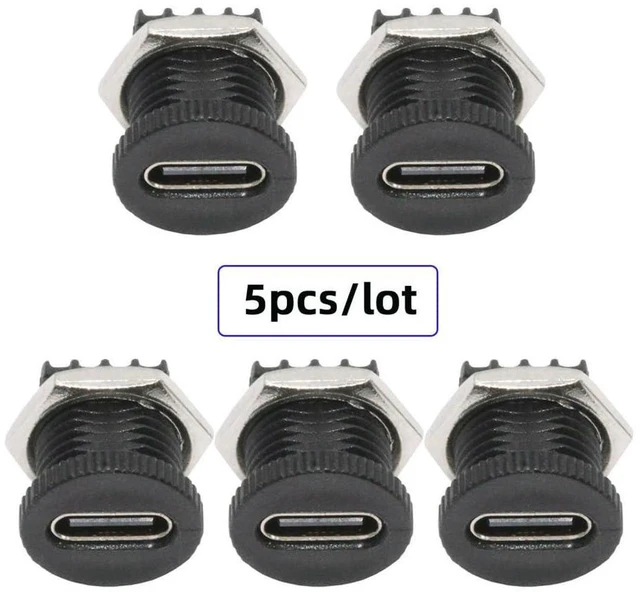 Alt view image 9 of 14 - xiwai 5pcs/Set DIY OEM Type C Female Socket Connector to 6Pin PCBA Pinout Scew Nut Mount Type PD Power DC 5V/20V for Wiring
