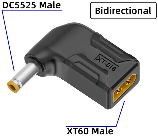 Alt view image 9 of 14 - xiwai XT60 Power Connector Male SC100 Protocol to DC 5.5x2.5mm Male Plug Fast Charging Angled Horizontal Adapter for RC Lipo Battery Quadcopter Multicopter Aeromodelling