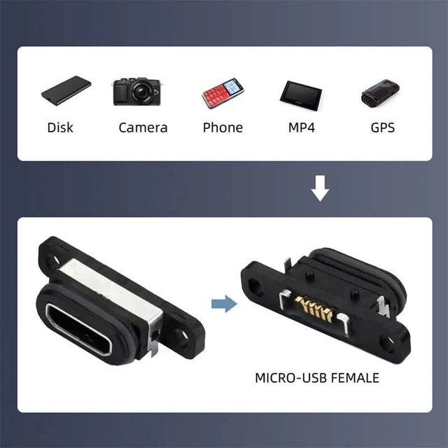 Alt view image 9 of 14 - xiwai 5pcs DIY OEM 480Mbps USB2.0 Micro-B Female Receptacle Socket PCB Board Connector with Mounting Waterproof SMT Type