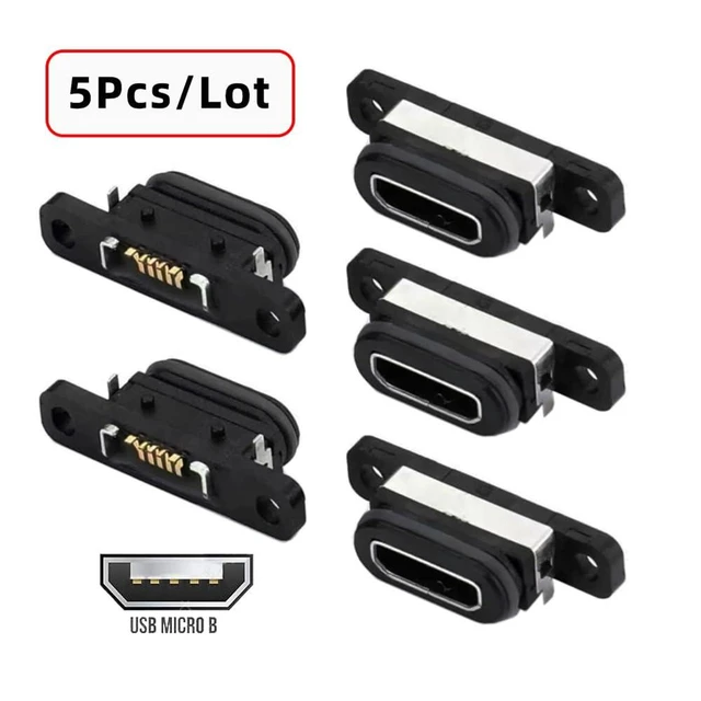 Alt view image 11 of 14 - xiwai 5pcs DIY OEM 480Mbps USB2.0 Micro-B Female Receptacle Socket PCB Board Connector with Mounting Waterproof SMT Type