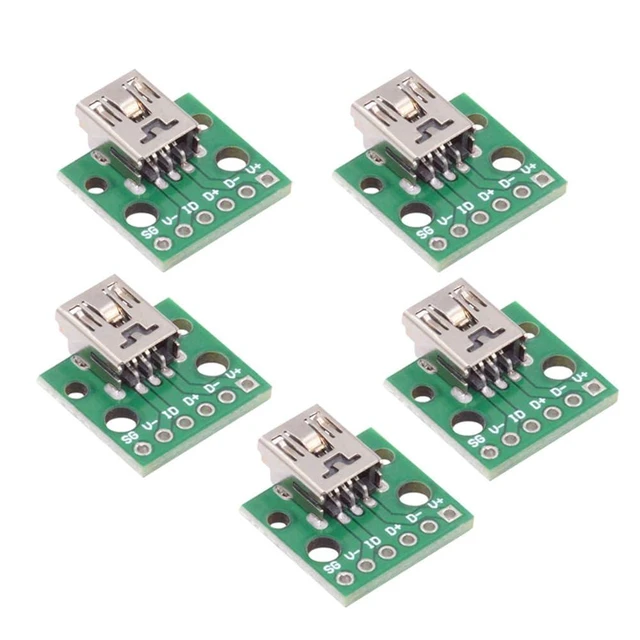 Alt view image 8 of 14 - 5pcs/Set DIY OEM USB2.0 Mini-B Female Receptacle Socket Connector Horizontal with PCB Mounting Assembly Solder Type 480Mbps