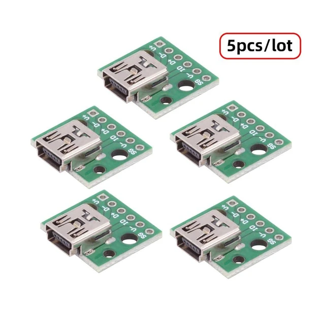 Alt view image 10 of 14 - 5pcs/Set DIY OEM USB2.0 Mini-B Female Receptacle Socket Connector Horizontal with PCB Mounting Assembly Solder Type 480Mbps