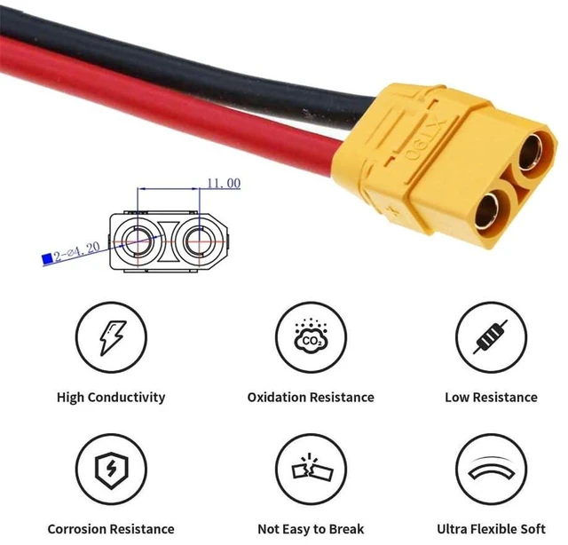 Alt view image 13 of 14 - Female to Female 10AWG Extension Cable Connector for RC Battery Portable Power Station Solar Panel