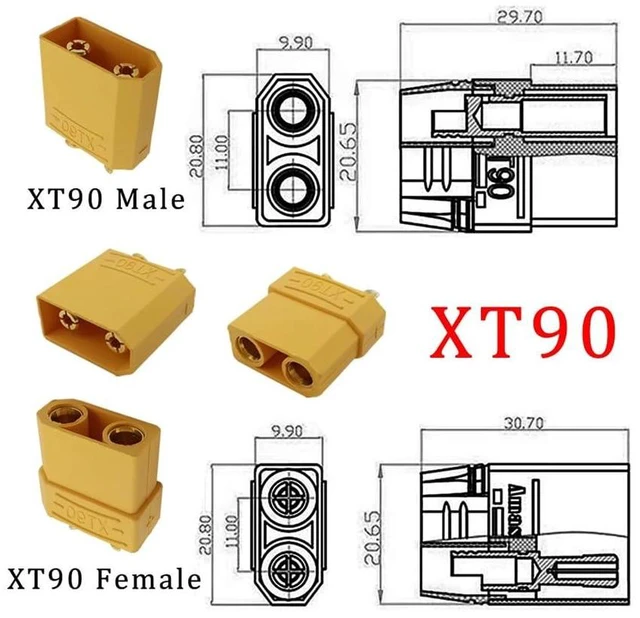 Alt view image 14 of 14 - xiwai XT90 Plug Male to Male 10AWG Extension Cable Charging Connector for RC Battery Portable Power Station Solar Panel 1.6ft