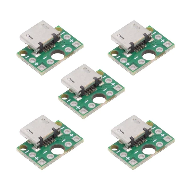 Alt view image 8 of 14 - 5pcs/Set DIY OEM USB2.0 Micro-B Female Receptacle Socket Connector with PCB Mounting Assembly Solder Type 480Mbps