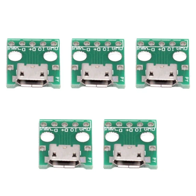 Alt view image 8 of 14 - 5pcs/Set DIY OEM USB2.0 Micro-B Female Receptacle Socket Connector with Flange PCB Mounting Assembly Solder Type 480Mbps