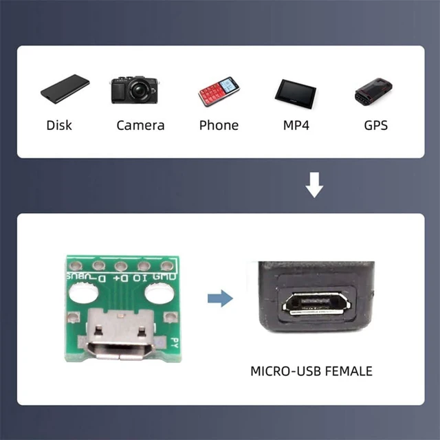 Alt view image 13 of 14 - 5pcs/Set DIY OEM USB2.0 Micro-B Female Receptacle Socket Connector with Flange PCB Mounting Assembly Solder Type 480Mbps