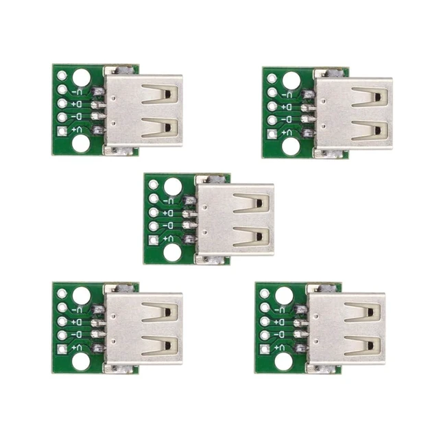 Alt view image 8 of 14 - 5pcs/Set DIY OEM USB2.0 Type-A Female Receptacle Socket Connector with PCB Mounting Assembly Solder Type 480Mbps