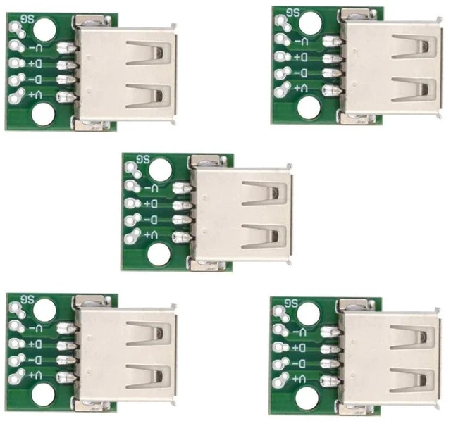 Alt view image 8 of 14 - 5pcs/Set DIY OEM USB2.0 Type-A Female Receptacle Socket Connector with Flange PCB Mounting Assembly Solder Type 480Mbps