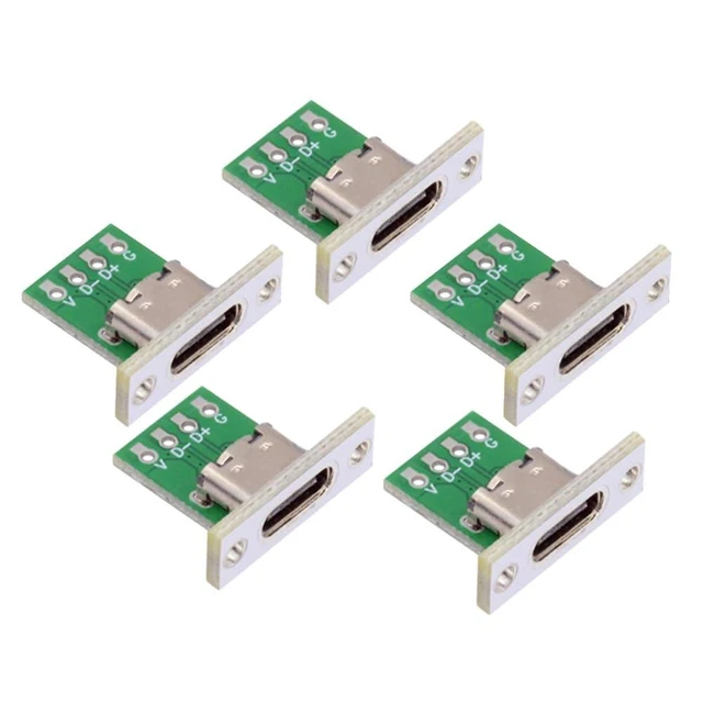Alt view image 8 of 14 - OEM 5pcs/Set Type C Female Socket Connector Panel Mount Type with PC Board 24pin USB 2.0 Pinout