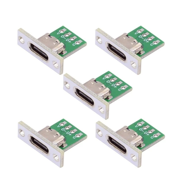 Alt view image 8 of 14 - xiwai 5pcs USB Type C Female Socket DIY OEM PC Board 24pin USB 2.0 Pinout Panel Mount Type Connector for Repair Replacement Parts