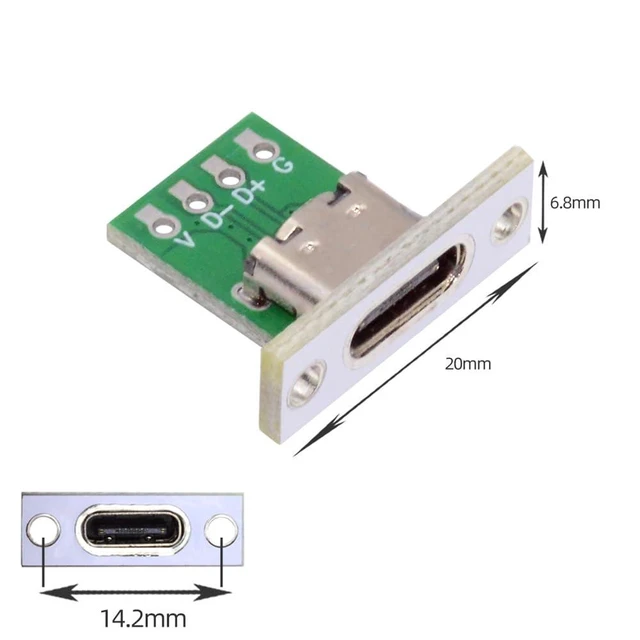 Alt view image 14 of 14 - OEM 5pcs/Set Type C Female Socket Connector Panel Mount Type with PC Board 24pin USB 2.0 Pinout