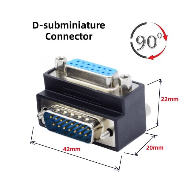 Alt view image 9 of 14 - xiwai Up 90 Degree Angled DSUB D-subminiature 15pin Male to Female Extension Adapter DB Connector