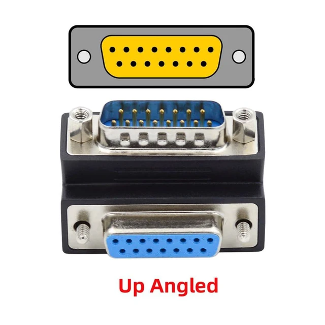 Alt view image 9 of 14 - xiwai DB15 Serial Adapters D-SUB 15-pin RS232 D-subminiature Adapter Male to Female with Screw Nuts DB Connector Up 90 Degree Angled