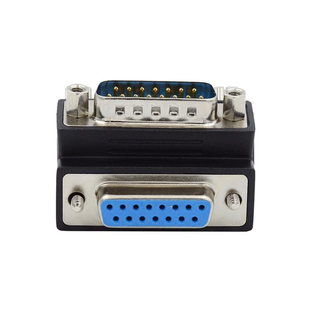 Alt view image 8 of 14 - xiwai DB15 Serial Adapters D-SUB 15-pin RS232 D-subminiature Adapter Male to Female with Screw Nuts DB Connector Up 90 Degree Angled